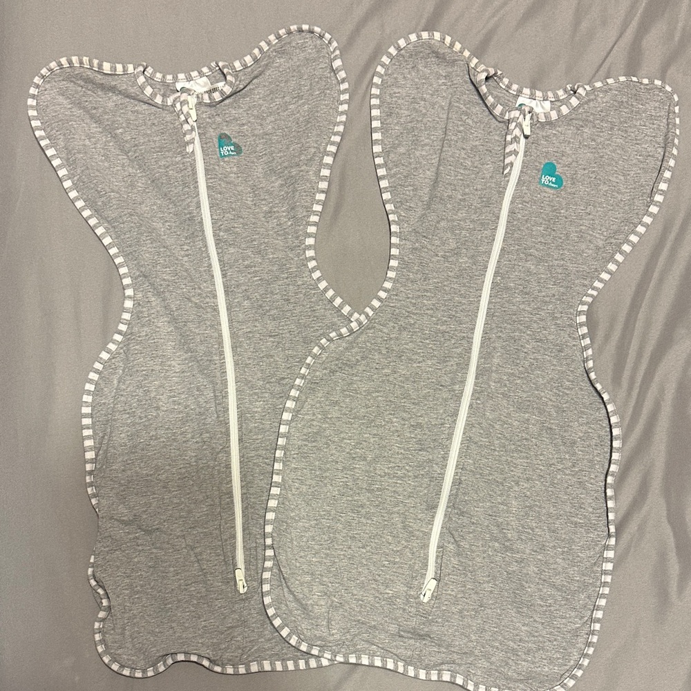 Love to Dream Grey Swaddle Sleep Sacks with Stripe Trim (Pair)